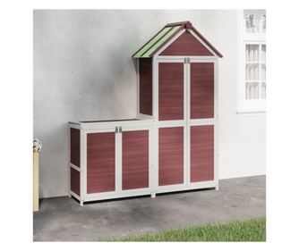 Set magazie de unelte de grădină 2 piese cafeniu lemn masiv pin