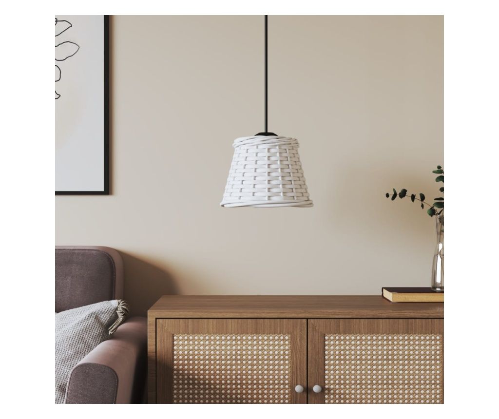 Wicker Pendant Light Shade White Ø15x12 cm