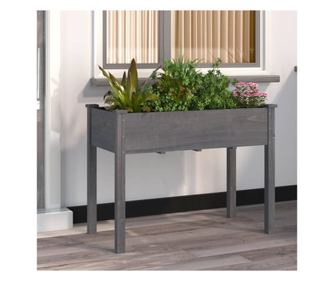 Žardinjera s oblogom, siva, 118x59x76 cm, masivno drvo jele