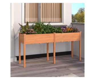 Žardinjera s oblogom, smeđa, 161x45x76 cm, masivno drvo jele