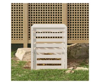 Composter, λευκό, 63,5x63,5x77,5 εκ., μασίφ ξύλο πεύκου