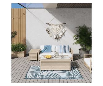 Vanjski tepih, akvamarin i bijeli, 80x150 cm