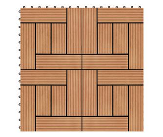 Plăci de pardoseală 11 buc, culoare tec, 30 x 30 cm, WPC, 1 mp