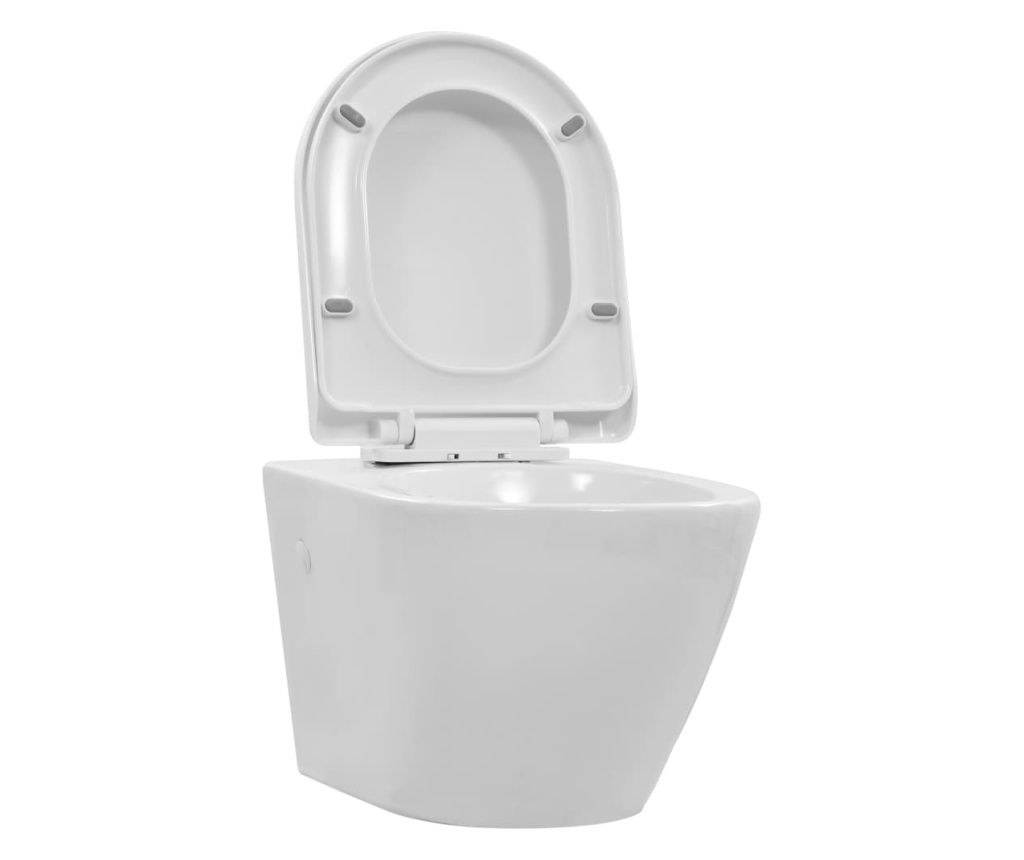 vidaXL Rimless Wall-Hung Toilet Bowl, White, Ceramic