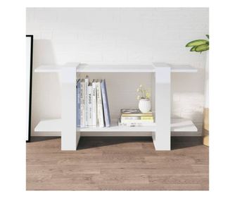 Bibliotecă, alb extralucios, 100x30x51 cm, lemn compozit
