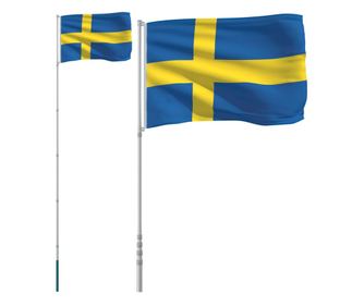 vidaXL Steag Suedia și stâlp din aluminiu, 5,55 m