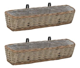 Jardinieră de balcon, 2 buc., 80 cm, răchită cu căptușeală PE