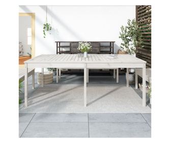 Măsuță de grădină, alb, 203,5x100x76 cm, lemn masiv de pin
