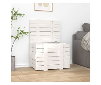 Kutija za pohranu, bijela, 58x40,5x42 cm, masivno borovo drvo