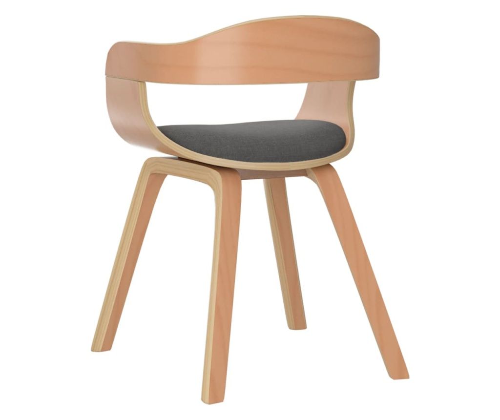 Dining Chair, Light Gray, Bentwood & Fabric
