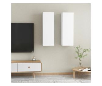 TV komode, 2 kom., bijela, 30,5x30x90 cm, iverica