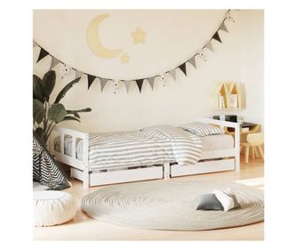 Παιδικό Κρεβάτι, Λευκό, 90x190 εκ., Μασίφ Ξύλο Πεύκου