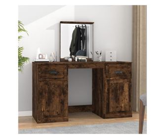 Füstölt tölgy sminkasztal tükörrel, 130x50x132,5 cm