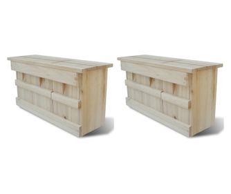 Case de vrăbii, 2 buc., 44 x 15,5 x 21,5 cm, lemn