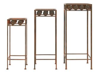 Set suport plante, 3 buc., ruginiu, metal, stil vintage