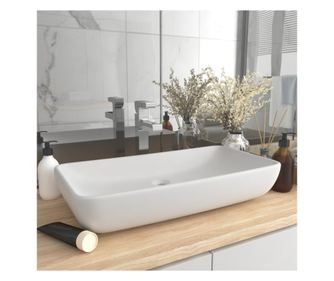 Chiuvetă dreptunghiulară de lux, alb mat, 71 x 38 cm, ceramică