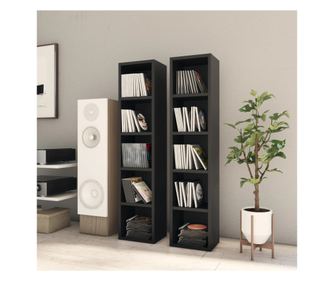 Dulapuri CD-uri, 2 buc., negru, 21 x 16 x 93,5 cm, PAL