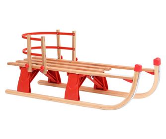 Sanie pliabilă pentru zăpadă cu spătar, 119 cm, lemn