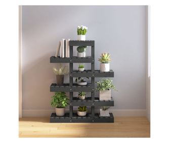 Suport pentru plante, gri, 85x25x109,5 cm, lemn masiv de pin