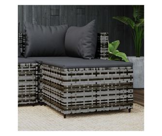 Vrtna klupa s jastukom, siva, poliratan