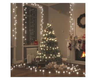 Instalace s 150 LED diodami, studená bílá, 15 m, PVC