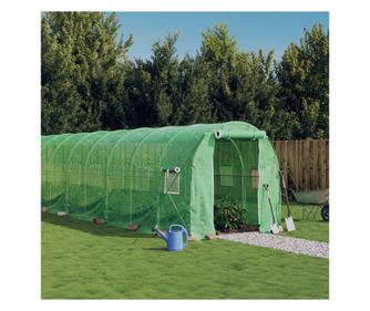 Staklenik s čeličnim okvirom, zelena, 12 m², 6x2x2 m