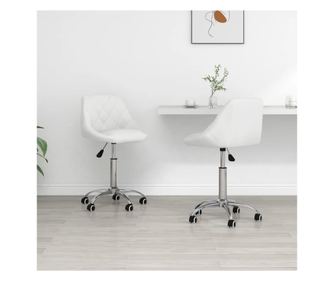 Zakretne kuhinjske stolice, 2 kom., bijele, umjetna koža