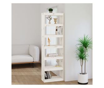 Bibliotecă/Separator cameră alb 60x30x199,5 cm lemn masiv pin
