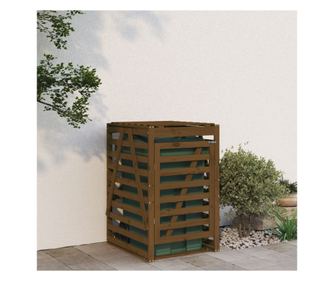 Контейнер за съхранение на кош меденокафяв 84x90x128,5 см бор