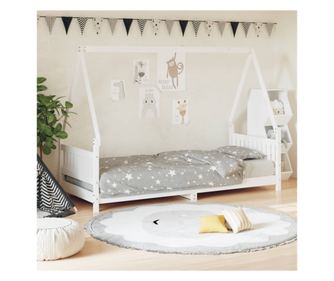 Παιδικό Κρεβάτι, Λευκό, 80x200 εκ., Μασίφ Ξύλο Πεύκου