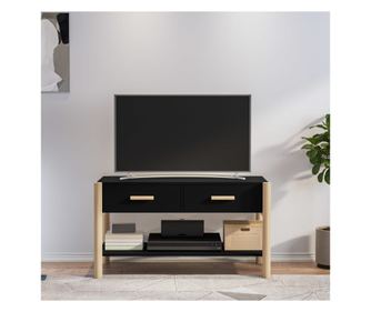 Comodă TV, negru, 82x38x45 cm, lemn prelucrat