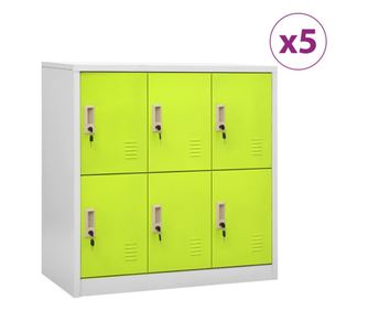 Ντουλάπια Γραφείου 5 τεμ. Ανοιχτό Γκρι και Πράσινο 90x45x92,5 εκ. Ατσάλι