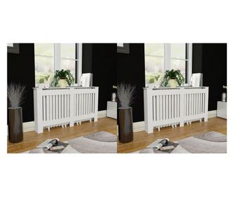 Паравани за радиатори, 2 бр, бели, MDF, 152 см