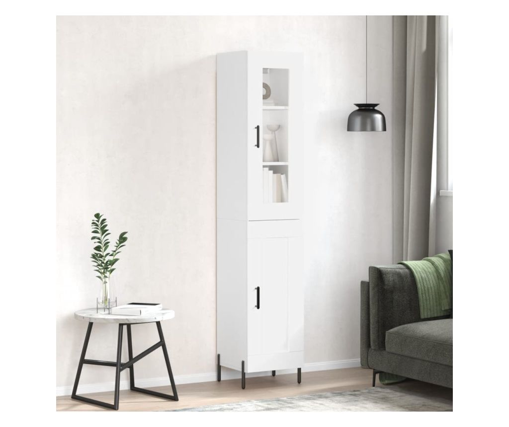 Dulap înalt, alb, 34,5x34x180 cm, lemn prelucrat