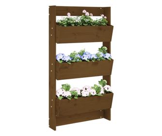 Jardinieră de perete cu 3 niveluri maro miere lemn pin