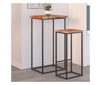 Masă laterală 40x40x2,5 cm lemn masiv acacia, margine naturală
