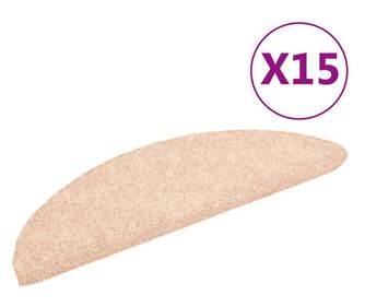 vidaXL Covorașe autocolante de scări, 15 buc, 56x17x3 cm, cremă