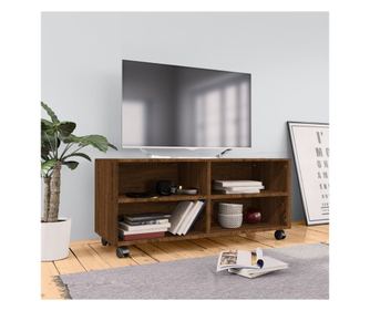 TV komoda s kotačima, smeđi hrast, 90x35x35 cm, obrađeno drvo