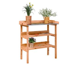 Masă de plante cu raft, maro, 78x38x82,5 cm, lemn masiv de brad