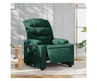 Fotoliu rabatabil electric, verde închis, material textil