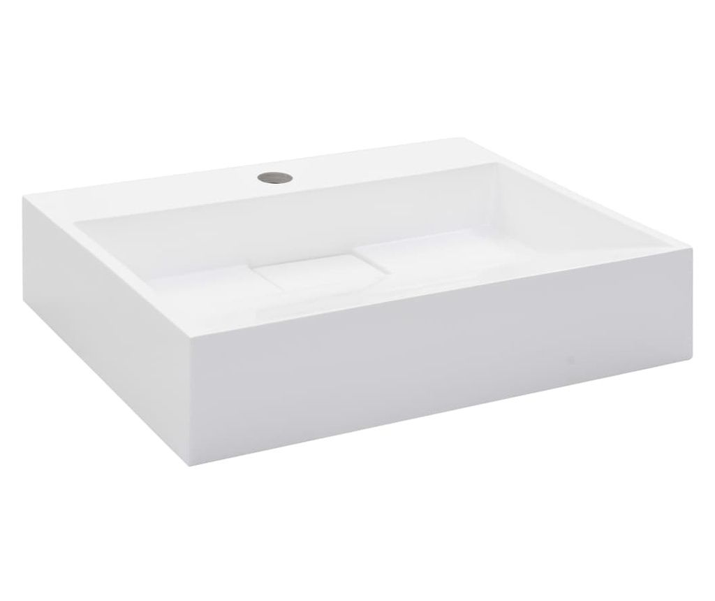 vidaXL Chiuvetă, alb, 50x38x13 cm, conglomerat turnat mineral/marmură