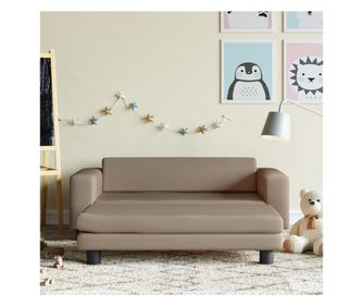 Otroška kavč s taburejem cappuccino 100x50x30cm ekološka usnja