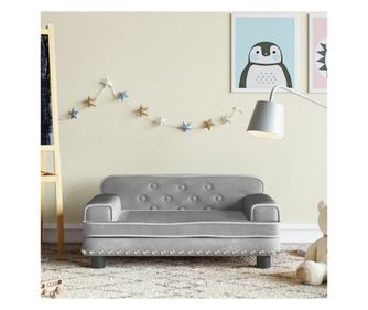 Otroška kavč, svetlo siva, 70x45x30 cm, žamet