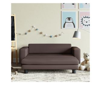 Otroška kavč s rjavim taburejem 100x50x30cm ekološka usnja