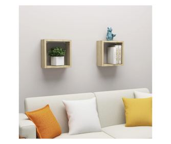 Kocka fali polc, 2 db, sonoma tlgy, 30x15x30 cm