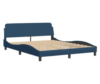 Pat cu saltea, albastru, 160x200cm, material textil
