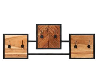 vidaXL Cuier de perete, 90x1x35 cm, lemn masiv de acacia și fier