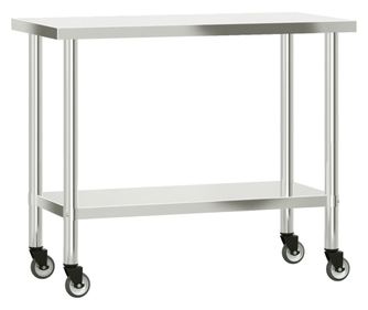vidaXL Masă de lucru bucătărie cu roți, 110x55x85 cm, oțel inoxidabil
