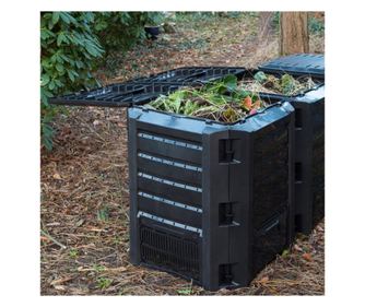 Pubelă compost, negru, 1200 L, 6071483