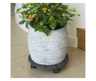 Cărucior pentru plante, Ø30 cm, antracit, lemn
